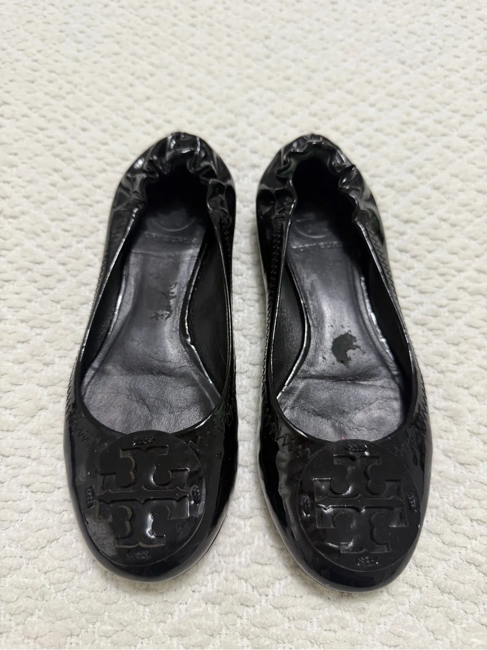 Tory Burch Reva Ballerina Patent Leather Flats Black Shoes Women’s Size 6.5 - Picture 2 of 10